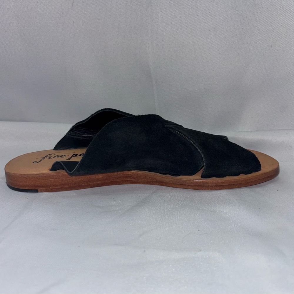 Free People Black Suede Crisscross Slide Sandals - Picture 8 of 9